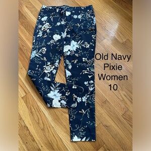 Old Navy Navy Floral Pixie Pants